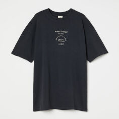 Акція на Футболка бавовняна жіноча H&M 10042714wer S Темно-сіра від Rozetka
