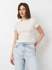 Акція на Футболка бавовняна жіноча H&M 0980930_світло-сір M Світло-сіра від Rozetka