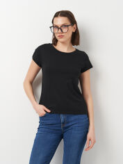 Акція на Футболка бавовняна жіноча H&M 1211595_чорн S Чорна від Rozetka