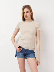 Акція на Футболка бавовняна жіноча H&M 0778064_св-беж XS Світло-бежева від Rozetka