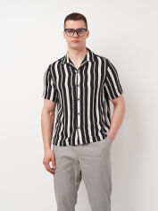 Акція на Сорочка літня чоловіча H&M 0656677_чорн.біл.смужка M Чорна від Rozetka