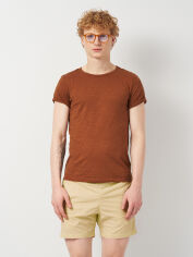 Акція на Футболка бавовняна довга чоловіча H&M 0591466_кор XS Коричнева від Rozetka