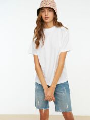 Акція на Футболка бавовняна довга жіноча Trendyol TWOAW20TS0096 XL Beyaz від Rozetka