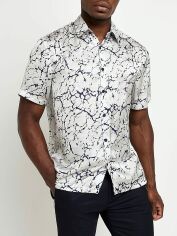 Акція на Сорочка літня чоловіча River Island XAZ428745OQLN S Бежева з темно-синім від Rozetka