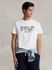 Акція на Футболка бавовняна довга чоловіча Polo Ralph Lauren 2012336 L Біла з принтом від Rozetka