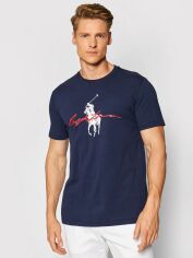 Акція на Футболка бавовняна довга чоловіча Polo Ralph Lauren 2012339 L Темно-синя з принтом від Rozetka