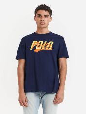 Акція на Футболка бавовняна довга чоловіча Polo Ralph Lauren 2012351 L Темно-синя з принтом від Rozetka