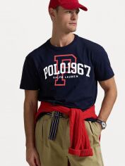 Акція на Футболка бавовняна довга чоловіча Polo Ralph Lauren 2012342 L Темно-синя з принтом від Rozetka