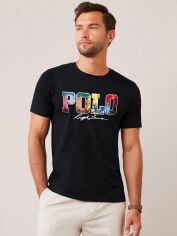 Акція на Футболка бавовняна довга чоловіча Polo Ralph Lauren 2012338 S Чорна з принтом від Rozetka