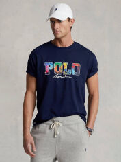 Акція на Футболка бавовняна довга чоловіча Polo Ralph Lauren 2012337 S Темно-синя з принтом від Rozetka