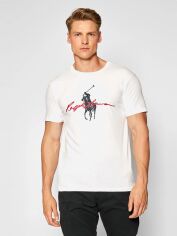 Акція на Футболка бавовняна довга чоловіча Polo Ralph Lauren 2012332 S Біла з принтом від Rozetka