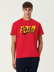 Акція на Футболка бавовняна довга чоловіча Polo Ralph Lauren 2012354 2XL Червона з принтом від Rozetka