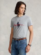Акція на Футболка бавовняна довга чоловіча Polo Ralph Lauren 2012341 M Сіра з принтом від Rozetka