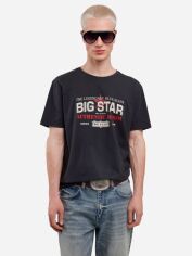 Акція на Футболка бавовняна довга чоловіча Big Star Enifer 906 M Чорна з принтом від Rozetka
