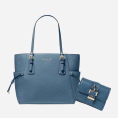 Акція на Набір сумка шопер + гаманець жіночий Michael Kors 627670184 Синій від Rozetka