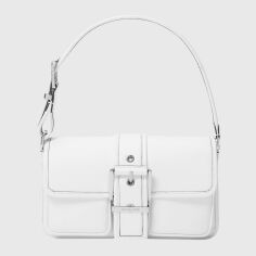 Акція на Сумка багет сідло жіноча з натуральної шкіри середня Michael Kors 769433976 Біла від Rozetka