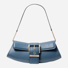 Акція на Сумка багет сідло жіноча з натуральної шкіри середня Michael Kors 47728024 Синя від Rozetka