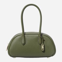Акція на Сумка багет сідло жіноча з натуральної шкіри маленька Michael Kors 536645021 Зелена від Rozetka