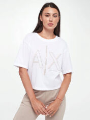 Акція на Футболка бавовняна жіноча Armani Exchange 473366383 XL Біла з принтом від Rozetka