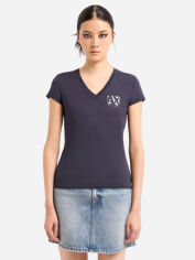 Акція на Футболка бавовняна жіноча Armani Exchange 138161473 M Синя з принтом від Rozetka