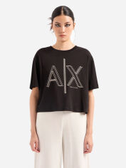 Акція на Футболка бавовняна жіноча Armani Exchange 106795886 XL Чорна з принтом від Rozetka