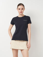 Акція на Футболка бавовняна жіноча Tommy Hilfiger 11445.3 XL Темно-синя від Rozetka