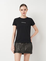 Акція на Футболка бавовняна жіноча Calvin Klein Jeans 11456.1 XL Чорна з вишивкою від Rozetka