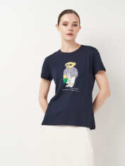 Акція на Футболка бавовняна жіноча Polo Ralph Lauren 11477.3 XL Темно-синя від Rozetka