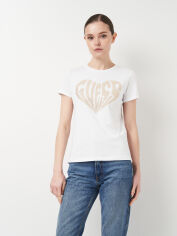Акція на Футболка бавовняна жіноча Guess 11465.2 S Біла з принтом від Rozetka
