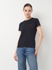 Акція на Футболка бавовняна жіноча Polo Ralph Lauren 11475.3 L Темно-синя від Rozetka