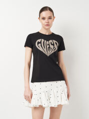 Акція на Футболка бавовняна жіноча Guess 11465.1 S Чорна з принтом від Rozetka