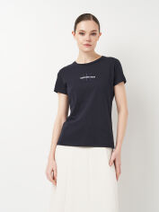 Акція на Футболка бавовняна жіноча Calvin Klein Jeans 11456.3 L Темно-синя від Rozetka
