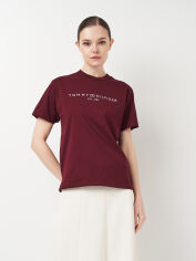 Акція на Футболка бавовняна жіноча Tommy Hilfiger 11446.4 XL Бордова від Rozetka