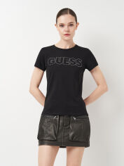 Акція на Футболка бавовняна жіноча Guess 11464.1 XL Чорна з вишивкою від Rozetka