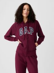 Акція на Толстовка на блискавці утеплена з капюшоном жіноча GAP 213977718 M Бордова від Rozetka