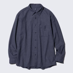 Акція на Сорочка бавовняна тепла оверсайз чоловіча Uniqlo 68339096 XL Синя від Rozetka