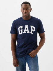 Акція на Футболка бавовняна довга чоловіча GAP 709471095 XL Синя з принтом від Rozetka