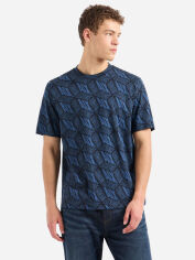 Акція на Футболка бавовняна довга чоловіча Armani Exchange 779847376 XL Синя з принтом від Rozetka