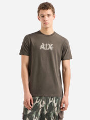 Акція на Футболка бавовняна довга чоловіча Armani Exchange 329420544 M Коричнева з принтом від Rozetka