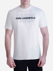 Акція на Футболка бавовняна довга чоловіча Karl Lagerfeld 548660539 L Біла з принтом від Rozetka