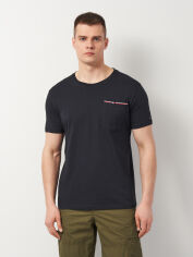 Акція на Футболка бавовняна чоловіча Tommy Hilfiger 11441.3 2XL Темно-синя з вишивкою від Rozetka