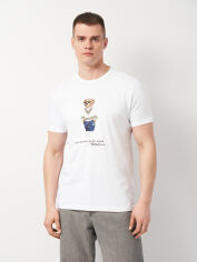 Акція на Футболка бавовняна чоловіча Polo Ralph Lauren 11473.2 XL Біла з принтом від Rozetka