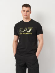 Акція на Футболка бавовняна чоловіча Emporio Armani 11467.1 2XL Чорна з принтом від Rozetka