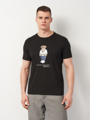 Акція на Футболка бавовняна чоловіча Polo Ralph Lauren 11473.1 2XL Чорна з принтом від Rozetka