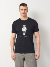 Акція на Футболка бавовняна чоловіча Polo Ralph Lauren 11473.3 S Темно-синя з принтом від Rozetka