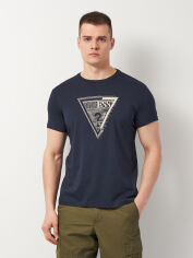 Акція на Футболка бавовняна чоловіча Guess 11460.3 XL Темно-синя з вишивкою від Rozetka