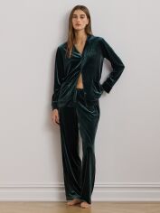 Акція на Піжама (сорочка + штани) жіноча великих розмірів велюрова Ralph Lauren 936107327 XL Зелена від Rozetka