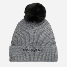 Акція на Шапка жіноча Karl Lagerfeld 868357567 One Size Сіра від Rozetka