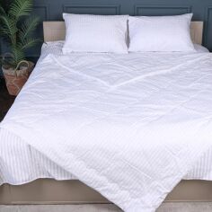 Акція на Набір MirSon №2902 Сolor Fun Line Ковдра літня Полуторна 155x215 см 17-0605 Stripe White Ecosilk + Дві подушки 50х70 см + Дві наволочки 50х70 см + простирадло 150x220 см від Rozetka