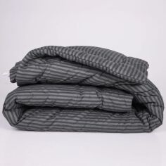 Акція на Набір MirSon №1078 Сolor Fun Line Ковдра літня Двоспальна 172х205 см 17-0611 Stripe Black Бавовна + Дві подушки 50x70 см від Rozetka